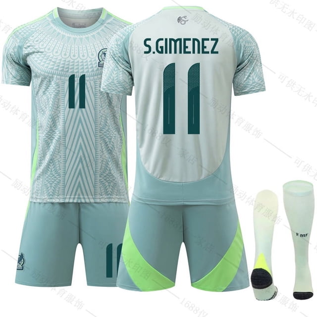 2425 New Mexico Away Quick Dry Green Football Sportswear #11 S.GIMENEZ Copy Player Name Jersey