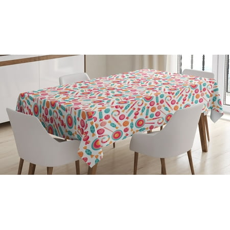 New Lollipop (Candy Cane Tablecloth, Colorful Christmas Lollipops Candies Cartoon Style Illustration New Year Treats, Rectangular Table Cover for Dining Room Kitchen, 60 X 84 Inches, Multicolor, by)