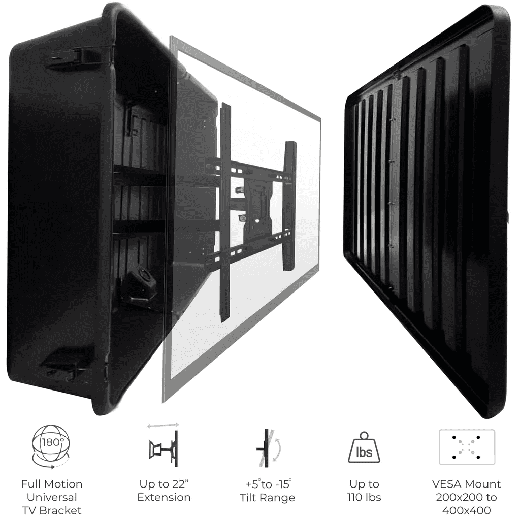 Storm Shell Weatherproof Outdoor TV Enclosure, Fits up to One 75" TV, Black