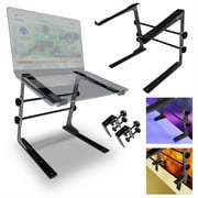 AxcessAbles LTS-02 Height/Width Adjustable Tabletop Stand with Optional Table Clamps for DJ Laptop, Compact Mixer, Controller (Black)