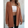 thumbnail image 4 of Womens Oversized Cardigan Sweaters Open Front Cable Knit Lantern Long Sleeve Chunky Outwear Coats Camel Color S, 4 of 10