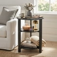 thumbnail image 6 of ZEXVIDA Farmhouse Round Side Table, 3-Tier Small Round End Table With Open Storage Shelves, Nightstand for Small Spaces, Living Room,Black, 6 of 9