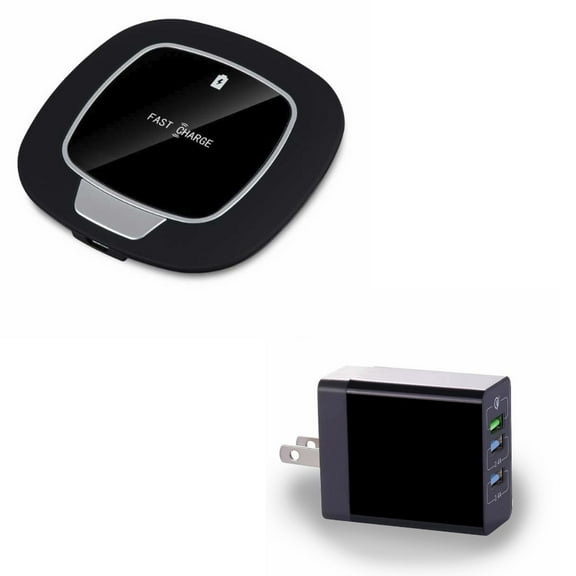 6.8Amp 34W Home Wall USB Adapter w 7.5W and 10W Fast Wireless Charger V1Q for iPhone 11 Pro Max - BLU G9 Pro - BOLD N1 - Google Pixel 4 XL - LG G8X ThinQ - Samsung Galaxy Note 10 Plus Fold