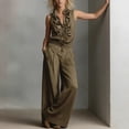thumbnail image 5 of Gamivast Business Casual Outfits for Women 2 Piece Ruffle Button Down Shirt & Wide Leg Pants Sets Sleeveless Work Wear Elegant Office Dressy, 5 of 6