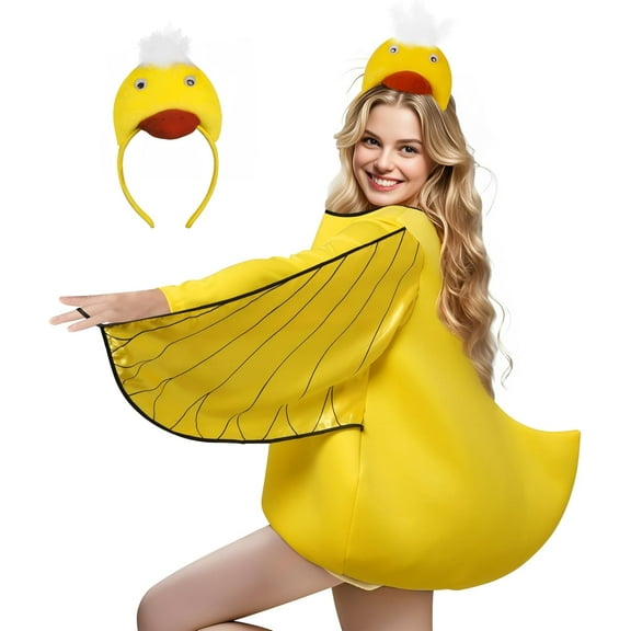 VZQI Adult Duck Costume for Women with Cute Duck Headband Christmas Cuddly Animal Costumes