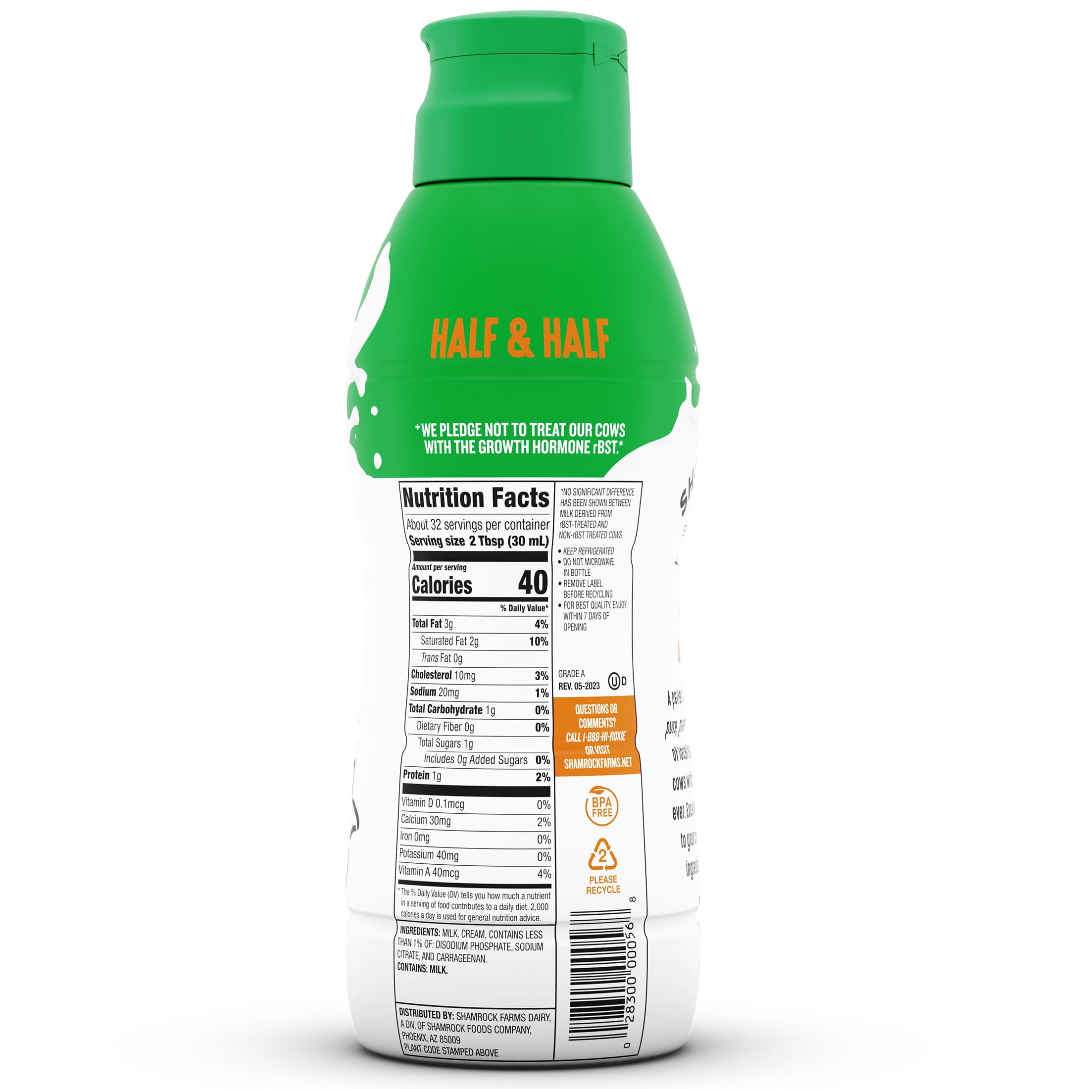 Shamrock Farms Half and Half, 32oz Bottle