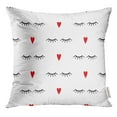 thumbnail image 1 of BSDHOME Cartoon Abstract Pattern with Closed Eyes and Red Hearts Cute Eyelashes Makeup Pillow Case 16x16 Inches Pillowcase, 1 of 1