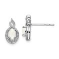 thumbnail image 1 of 925 Sterling Silver Created Opal Diamond Stud Earrings Ball Button Birthstone October Gemstone Fancy, 1 of 6