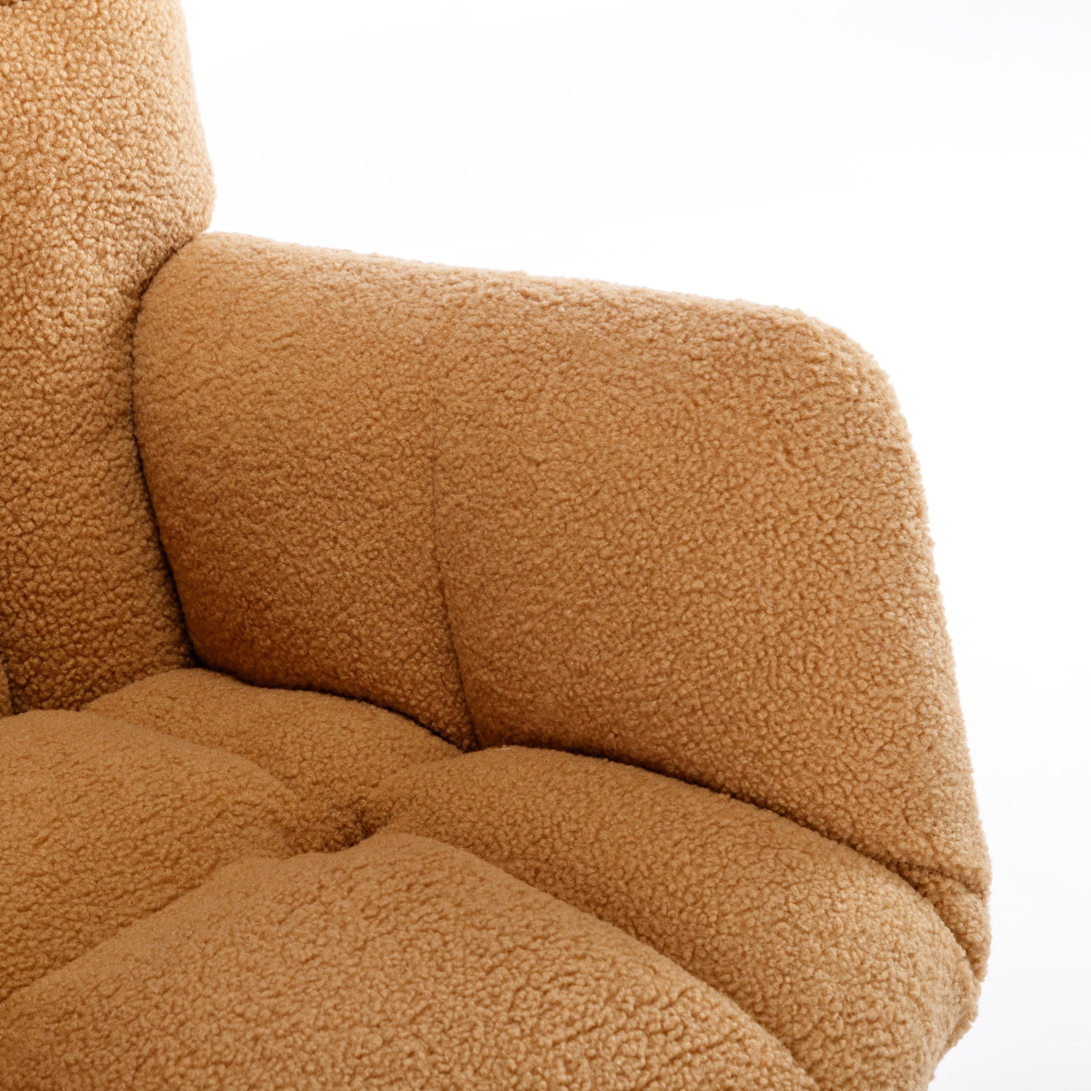 Noble House Takala 31" Teddy Fabric Rocking Glider Nursery Chair, Upholstered Accent Armchair for Living Room, Khaki