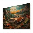 thumbnail image 2 of Designart "Offroad Adventures Orange Pickup Truck" Transportation Print on Natural Pine Wood, 2 of 5