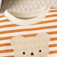 thumbnail image 4 of Odeerbi Infant Boys Girls Fall Winter Outfits Fleece Velvet Sweatsuits Thermal Sweatshirt Sweatpants Set Kids Striped Bear Head Plush Warm Outerwear Suit Infant Clothes Khaki, 4 of 7