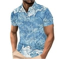 thumbnail image 2 of Weiqiqre Hauts pour Hommes Été Bouton Imprimé Manches Courtes Col Rabattu Coupe Régulière, Taille TP-4TG, 2 of 5
