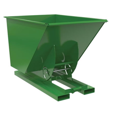 Vestil D-100-LD-NB-GRN-T 62 x 42 x 43 in. Steel Light Duty No Bump & Dump Hopper - 1 cu. Yard - 2000 lbs Capacity - Tractor Green