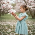 thumbnail image 5 of 2Bunnies Girls’ Vintage Lace Pom Pom Trim Flutter Sleeve Party Dress, 5 of 7