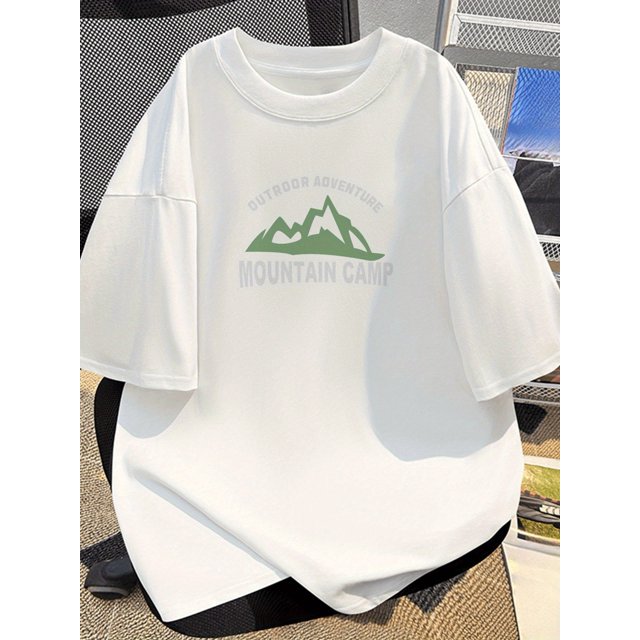 Adventure Ready | Unisex Cotton T-Shirt with Mountain Camp Print - Casual Crew Neck, Short Sleeve, Lightweight & Breathable for Summer Outdoor Activities, Casual Wear | Adventure Theme | Breathable