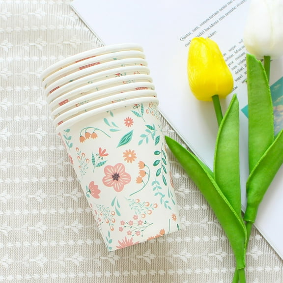 Dvumao 8 Pcs Easter Day Tableware Set Party Supplies - Disposable Cups for Spring Celebrations Picnic Favors, Egg Game, Dinner Celebration