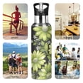 thumbnail image 7 of Yayeee 20oz Double Wall Stainless Steel Water Bottle with Flip Straw, Green Flowers, 7 of 7