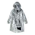 thumbnail image 3 of QHFBli Mens Long Trench Coat Long Reflective Performance Anorak Coat Shiny Windbreaker Outerwear For Men Evening Show Silver XXL, 3 of 3