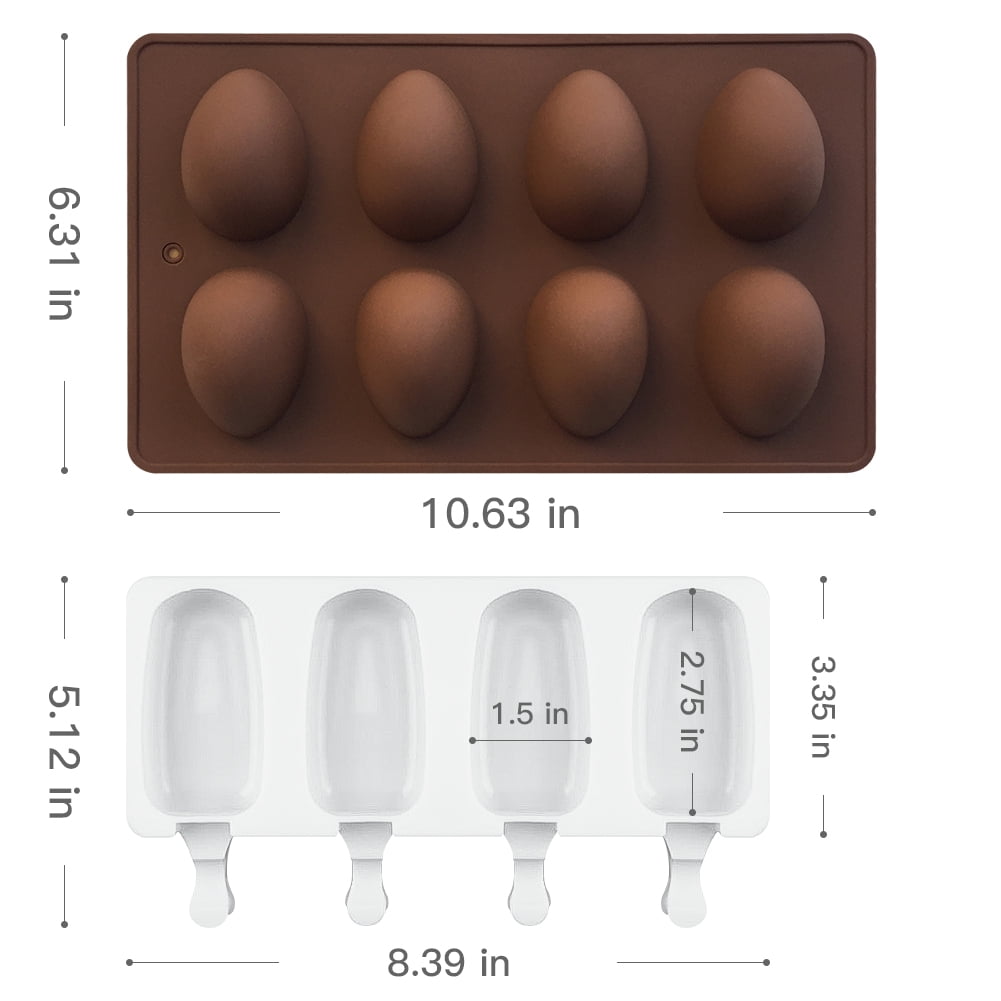 Kepooman Silicone Egg Shaped Molds Set with Wooden Hammer & Wooden Sticks, Set of 2, Multi-color Kepooman Silicone Egg Shaped Molds Set with Wooden Hammer & Wooden Sticks, Set of 2, Multi-color