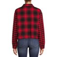 thumbnail image 5 of No Boundaries Juniors' Plaid Flannel Button Front Shirt with Long Sleeves, 5 of 5