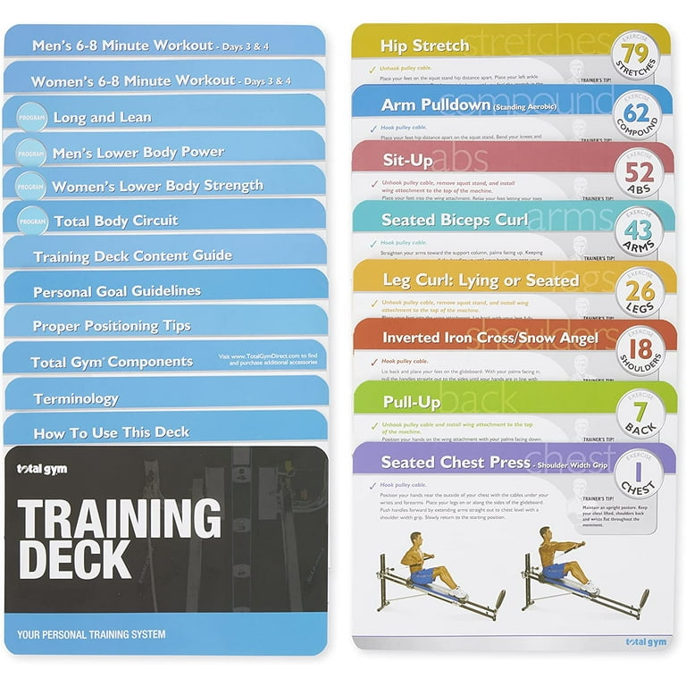 Total Gym Personal Workout Training Cards and Case with 80 Total Body Exercises and 30 Pre Designed Routines Walmart