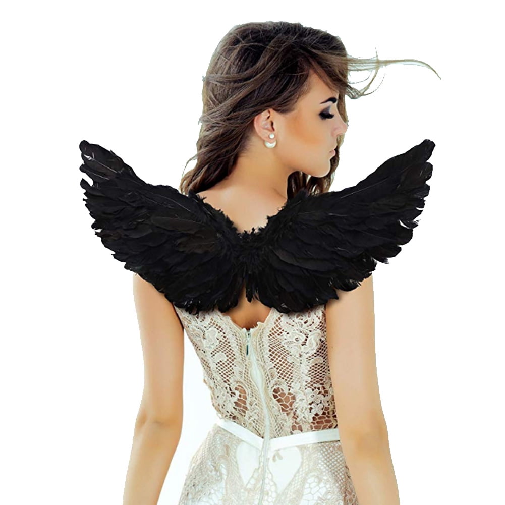 Black Adult Halloween Wing - 38 inch by 29.8 inch - Black Feather Wing - Costume Wing - Large Angel Wing, Adult Unisex, Size: 38 x 29.5