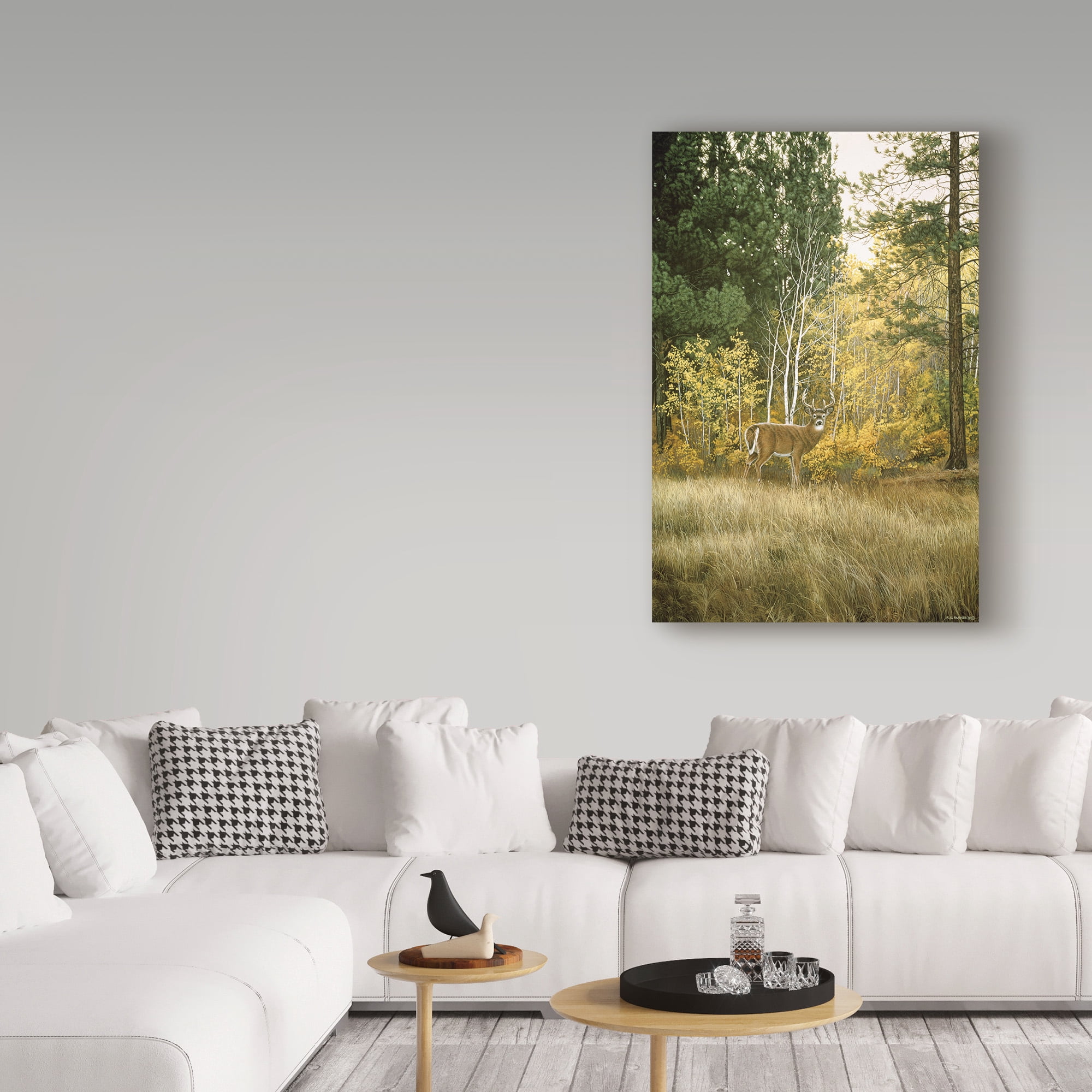 Trademark Fine Art 'Autumn Aspen White Tailed Deer' Canvas Art by Ron Parker