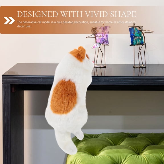 ibasenice WY440 Yellow Decorative Cat Figurine Ornament for Desktop Shelf Tabletop 1pc