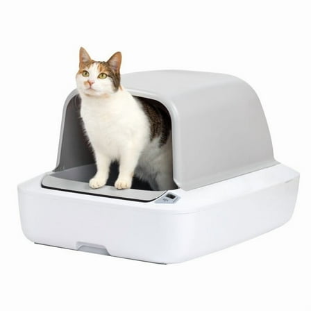 PetSafe ScoopFree Crystal Pro Self-Cleaning Cat Litter Box System – Enclosed Front-Entry – White