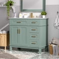thumbnail image 3 of 36" Light Green Modern Bathroom Vanity with Ceramic Sink, Soft-Close Door, and 4 Storage Drawers , offering a refined look with practical everyday functionality, 3 of 10