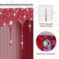 thumbnail image 4 of 4 Pcs Glitter Diamond Shower Curtain Sets, Rose Red Shiny Drips Bath Decor with Rugs and Toilet Lid Cover, Fuchsia Luxury Texture Colorful Bling Modern Bathroom Curtain with 12 Hooks, 72 x 72 inch, 4 of 7
