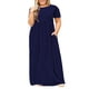 thumbnail image 2 of Vestidos Prolriy para mujer 2024, vestidos de talla grande, camiseta, vestido largo de manga corta, color liso, vestido largo para mujer, vestidos de mujer azul marino XXXL, 2 of 5
