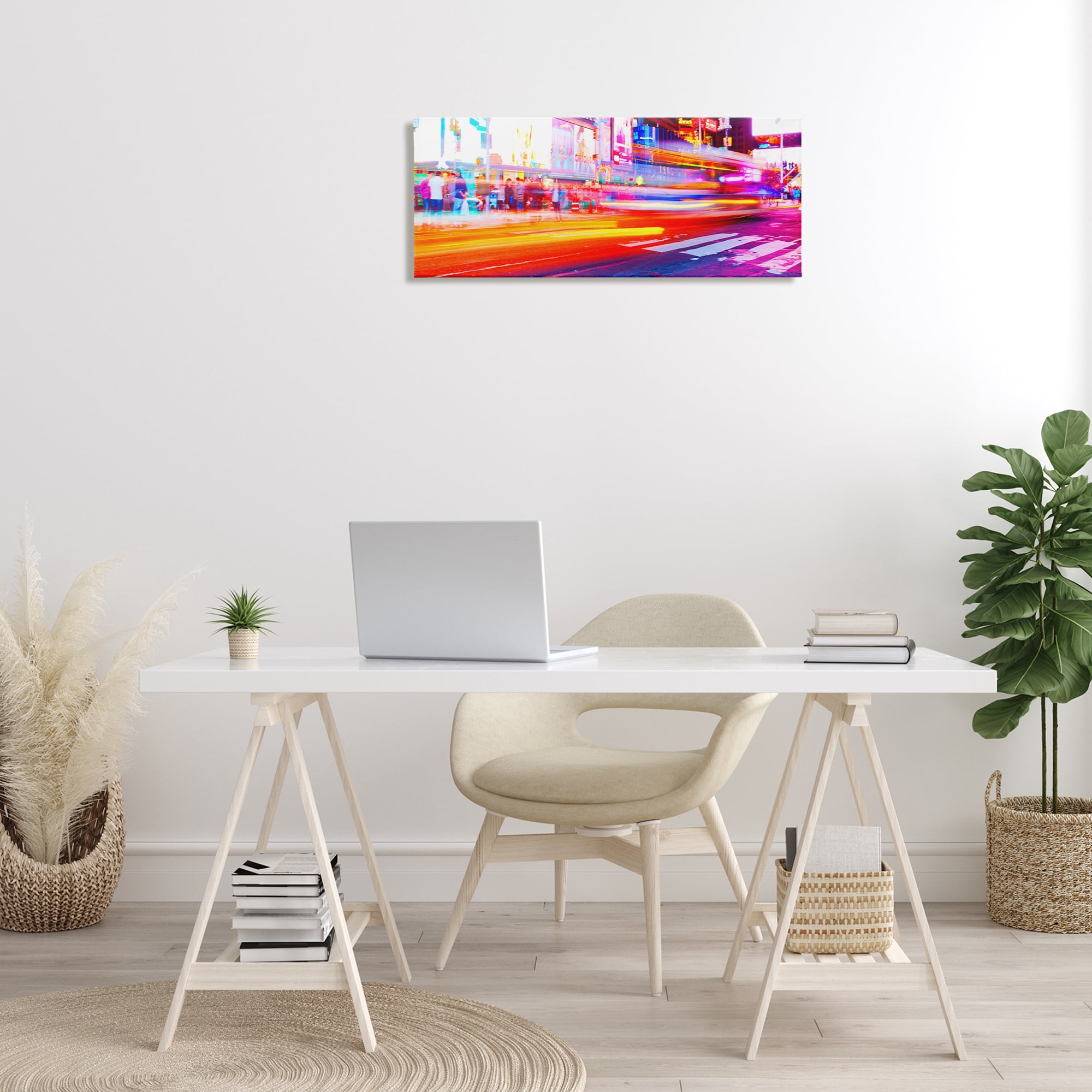 Stupell Industries Light Streaked Cityscape Scenery Photography Gallery Wrapped Canvas Art Print Wall Art, 30 x 13