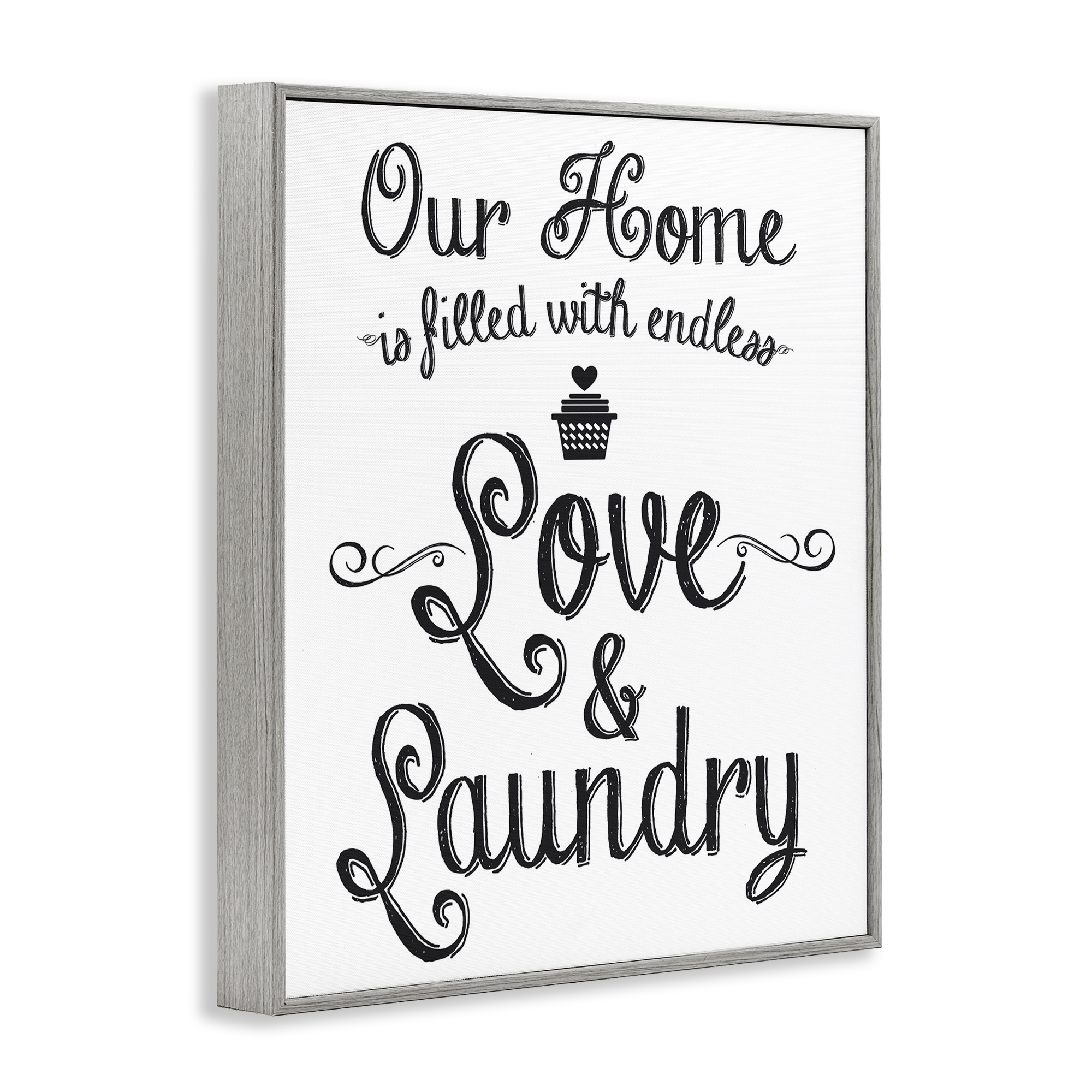 Stupell Industries Endless Love & Laundry Typography Painting Gray Framed Art Print Wall Art, 16 x 20