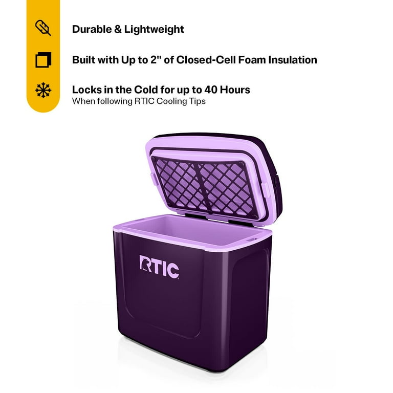 RTIC 8 QT, 12 Can Ice Chest Cooler Hard-Sided, Plum & Lavender