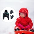 thumbnail image 2 of Minnieouse Sombrero Guantes Kit Diseño de orejeras Manoplas de punto para niños con patrones de dinosaurios Animal Accesorios de invierno Regalo de Año Sombreros Pasto verde S 1-2 ans Minnieouse AP009413-16B, 2 of 6