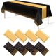 thumbnail image 3 of Paquete de 8 manteles desechables de plástico y camino de mesa de satén, mantel de punto negro dorado, camino de mesa de satén dorado para graduación, boda, cumpleaños, baby shower, aniversario, decor, 3 of 4