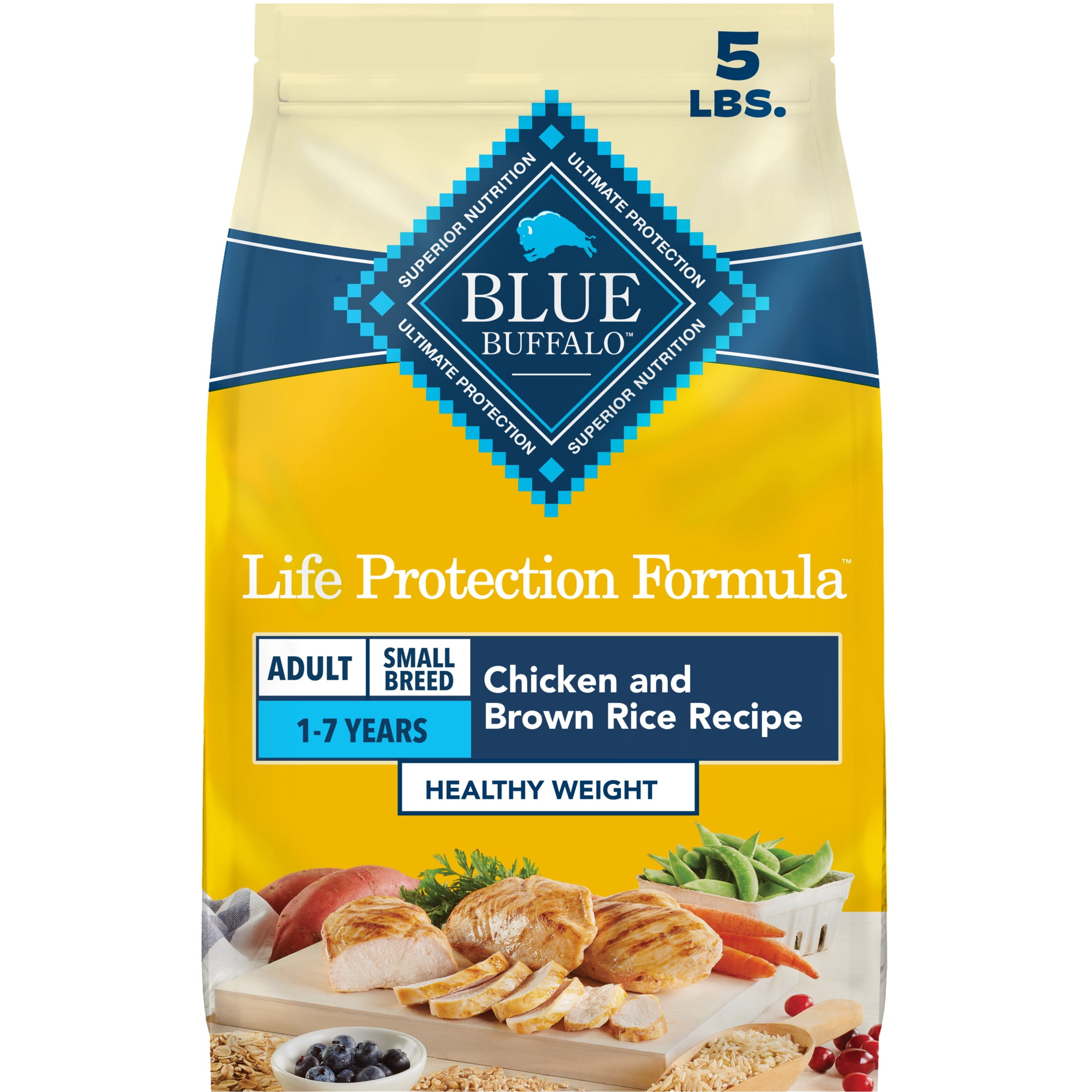 (3 pack) Blue Buffalo Life Protection Healthy Weight Small Dry Dog Food Chicken & Rice 5lb Bag