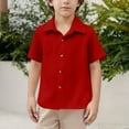 thumbnail image 3 of Mgmyaa Boys Button Down Shirts Kids Short Sleeve Collared Blouses Casual Tops with Pockets, 3 of 8