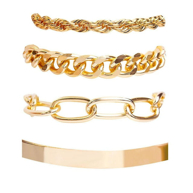 Punk Metal Twisted Chain Bracelet Jewelry Golden