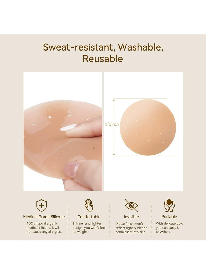 Coprocapezzoli Adesivi In Silicone - Riutilizzabili, Senza Cuciture, Per Donne, Copertura Naturale E Invisibile