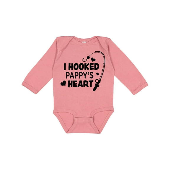 Inktastic I Hooked Pappy's Heart with Fishing Rod Boys or Girls Long Sleeve Baby Bodysuit