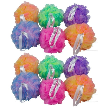 UPC: 0610370127759 | Draizee 5 Inch Exfoliating Tri-Colored Mesh Pouf Shower Sponges (12 Count)
