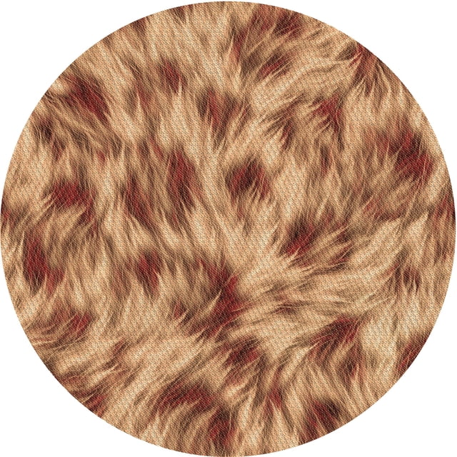 Ahgly Company Indoor Round Patterned Cantaloupe Orange Area Rugs, 7' Round