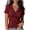Wine02, variant on Karymi Womens Tops Solid Wrap Cross V Neck Ruched Short Sleeve T-Shirt, Slim Fitted Twisted Surplice Pullover Top, Stretch Casual Tee Womens Workout Tops