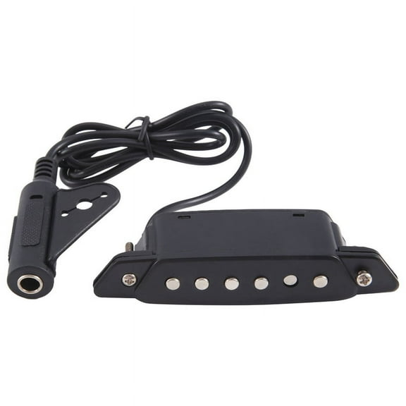 Black 6 Hole Soundhole Pickup with Active Power Strap End-Pin Jack for Acoustic Guitar