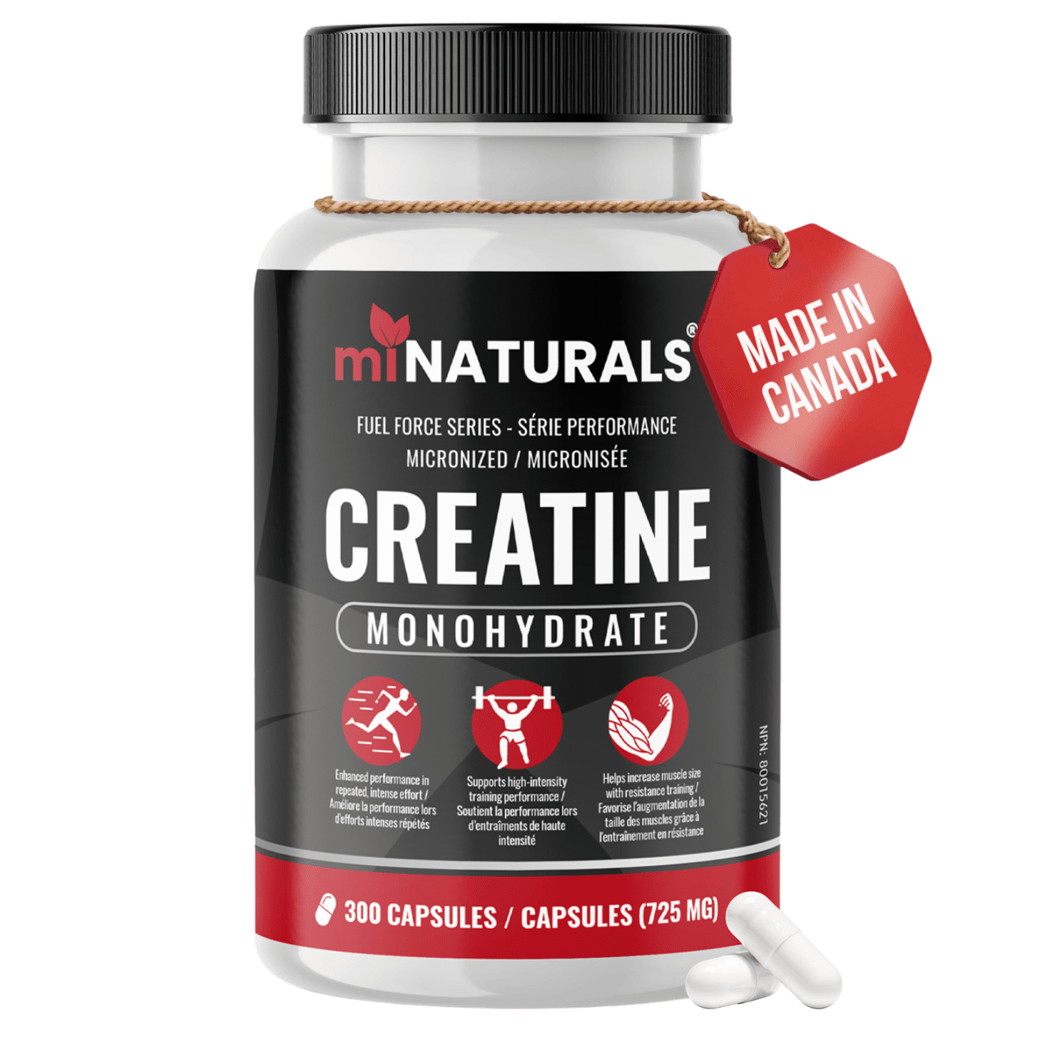 miNATURALS Micronized Creatine Monohydrate Capsules - 300 Capsules