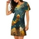 thumbnail image 2 of Easygdp Whimsical Starry Night Scene Camisón de manga corta para mujer, informal, estampado, 2 of 6