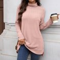 thumbnail image 5 of ZUKMRJPC Women's Turtleneck Tunic Sweaters Trendy Knitted Cotton Solid Color Sweatshirt Loose Fit Casual Long Sleeve Pullover Tops, 5 of 7