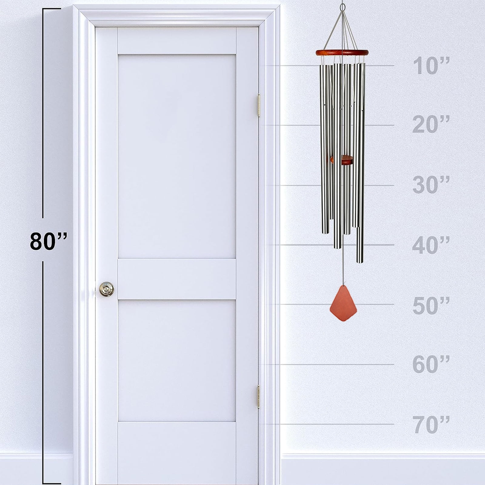 Large Outdoor Metal Wind Chime, Large Wind Chime, Deep Tones, Soothing, With Six Tubes, Suitable For Garden, Patio, Home, Perfect Gifts
